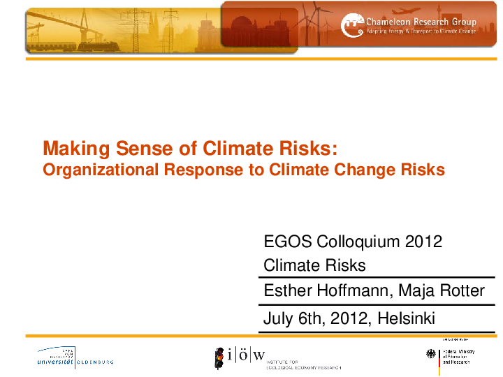 Making Sense of Climate Risks - Organizational Response to Climate Change Risks