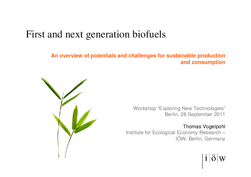 First and next generation biofuels