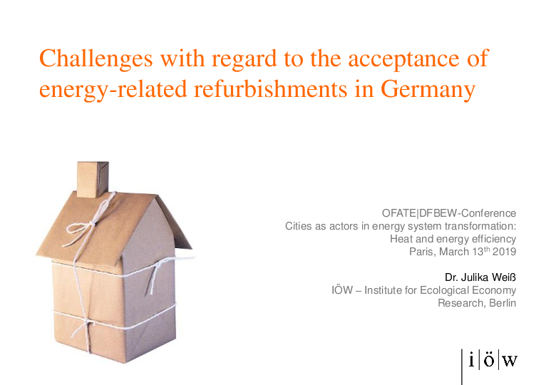 Herausforderungen hinsichtlich der Akzeptanz der energetischen Sanierung in Deutschland – eine Bestandsaufnahme