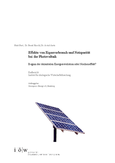 Effects of self-consumption and grid parity of photovoltaic systems