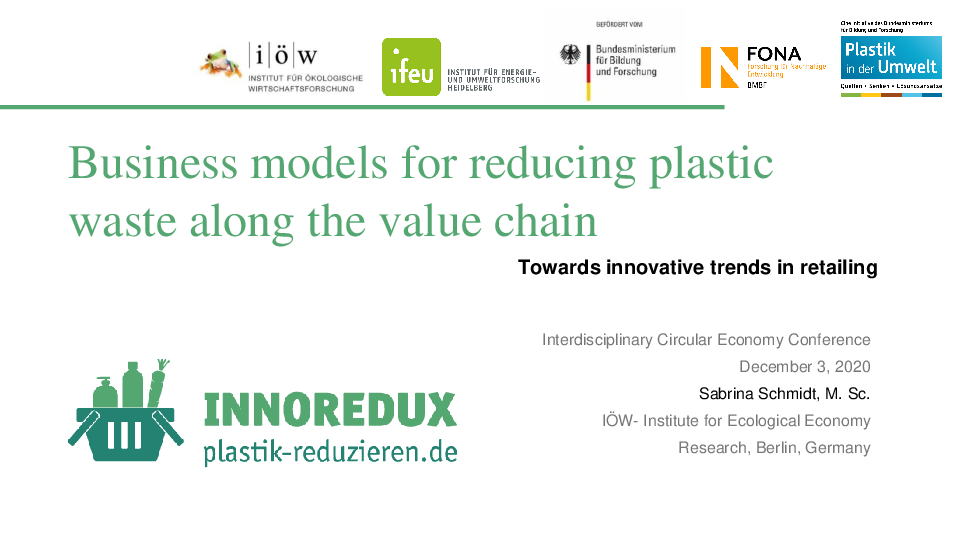 Business models for reducing plastic waste along the value chain: Towards innovative trends in retailing