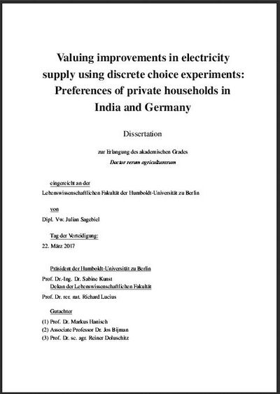Valuing improvements in electricity supply using discrete choice experiments