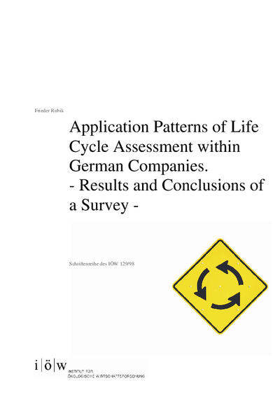 Application Patterns of Life Cycle Assessment within German Companies