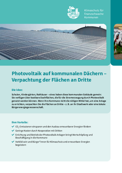 Photovoltaik auf kommunalen Dächern – Verpachtung der Flächen an Dritte