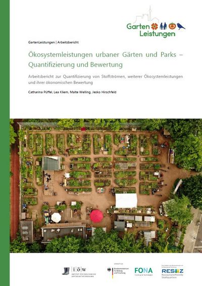 Ecosystem services of urban gardens and parks - quantification and valuation