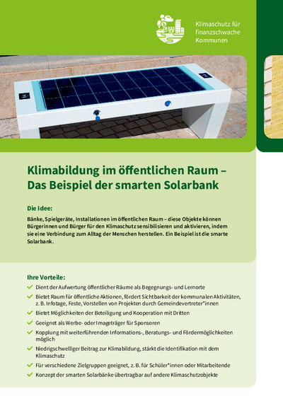 Climate education in public spaces – the example of the smart solar bank