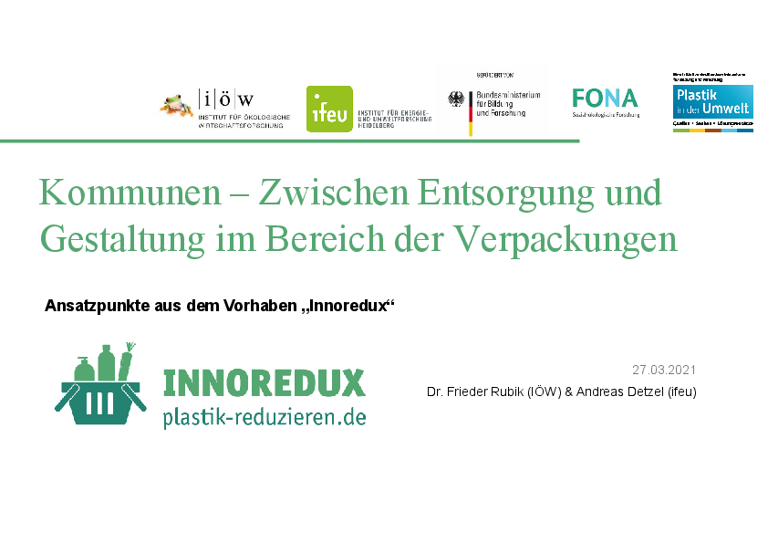 Municipalities - Between disposal and design of packaging: Starting Points from the "Innoredux" Project