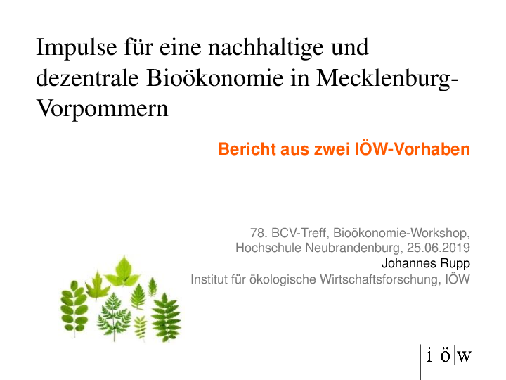 Impulse für eine nachhaltige und dezentrale Bioökonomie in Mecklenburg-Vorpommern