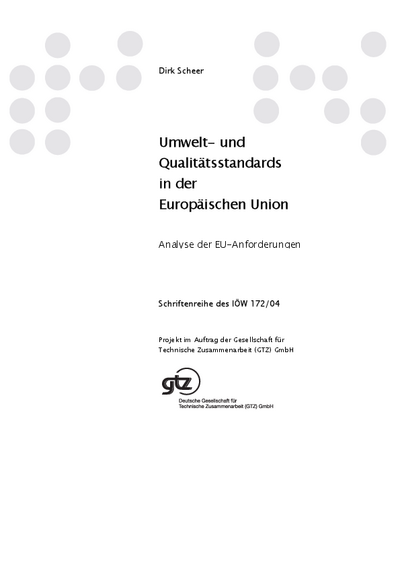 Umwelt- und Qualitätsstandards in der Europäischen Union
