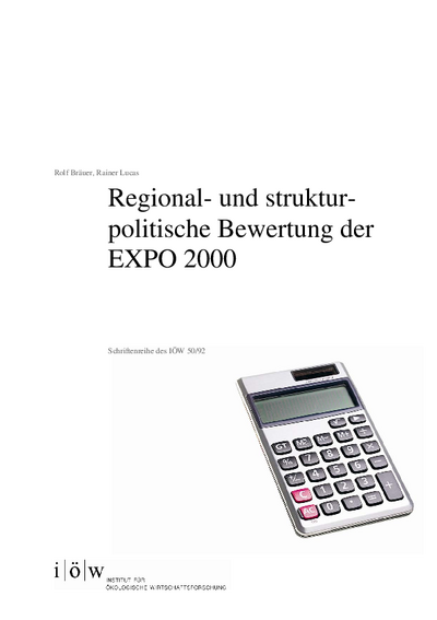 Regional- und strukturpolitische Bewertung EXPO 2000