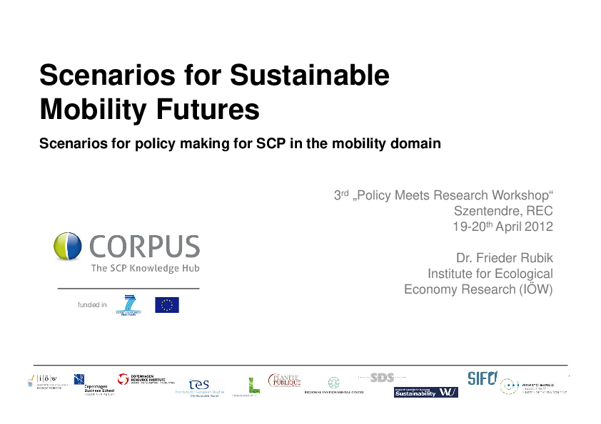 Scenarios for Sustainable Mobility Futures