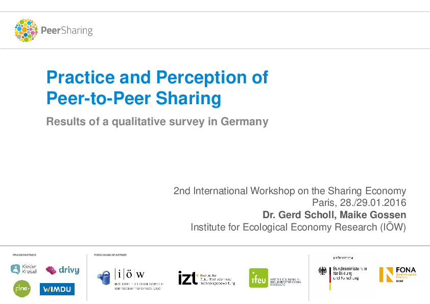 Practice and Perception of Peer-to-Peer Sharing