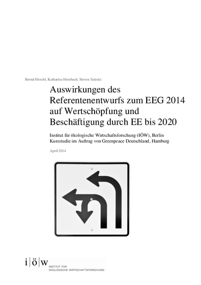 Auswirkungen des Referentenentwurfs zum EEG 2014 auf Wertschöpfung und Beschäftigung durch EE bis 2020 