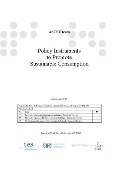 Policy Instruments to Promote Sustainable Consumption