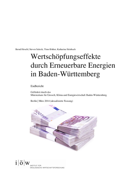 Local value added by renewable energy technologies in the state of Baden-Württemberg