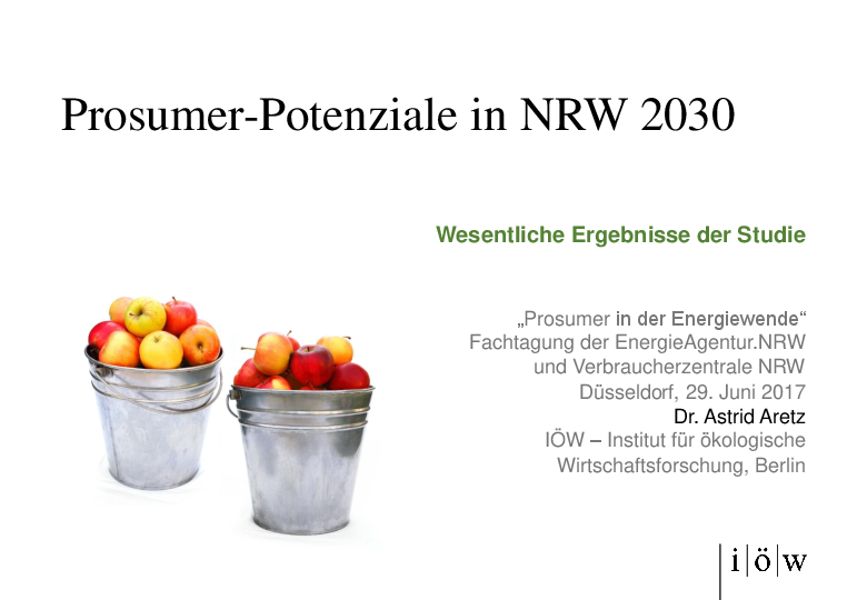 Prosumer potentials in North Rhine-Westphalia 2030