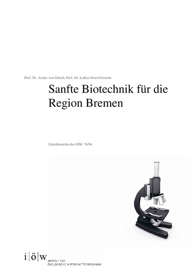Sanfte Biotechnik für die Region Bremen