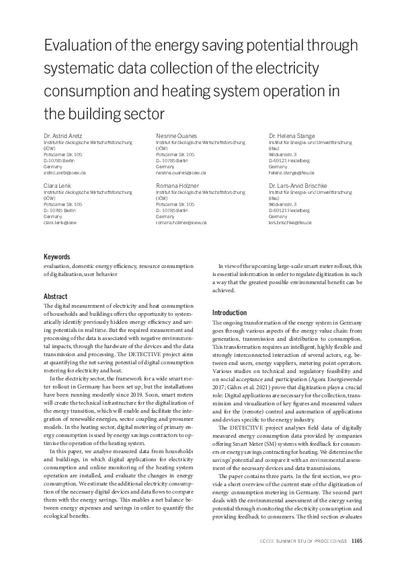 Evaluation of the energy saving potential through systematic data collection of the electricity consumption and heating system operation in the building sector