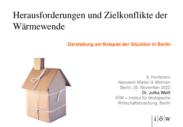 Challenges and conflicting goals of the heat transition: Presentation using the example of the situation in Berlin