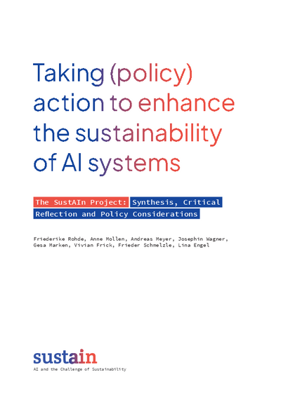 Taking (policy) action to enhance the sustainability of AI systems