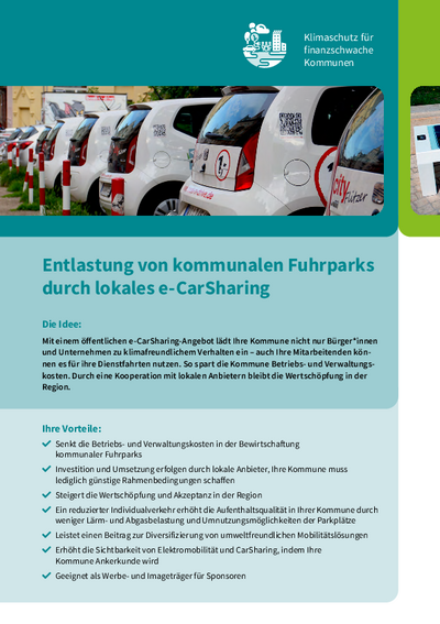 Entlastung von kommunalen Fuhrparks durch lokales e-CarSharing