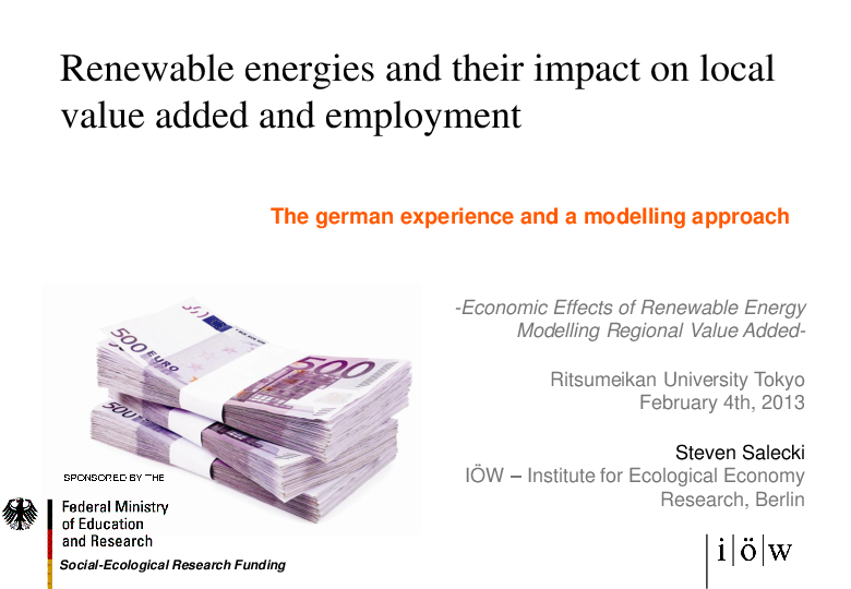 Renewable Energies and Their Impact on Local Value Added and Employment