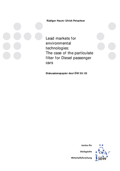 Lead markets for environmental technologies