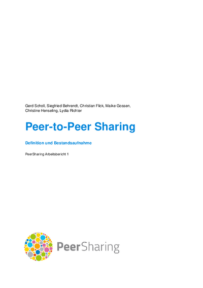Peer-to-Peer Sharing: Definition und Bestandsaufnahme