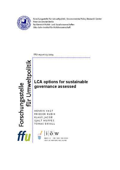 LCA options for sustainable governance assessed.