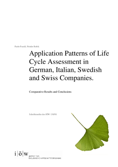 Application Patterns of Life Cycle Assessment in German, Italian, Swedish and Swiss Companies