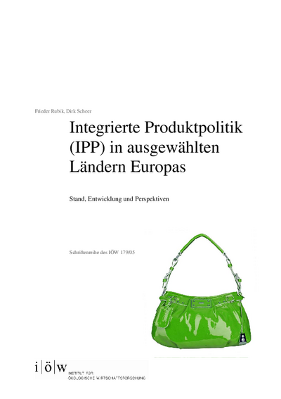 Integrierte Produktpolitik (IPP) in ausgewählten Ländern Europas