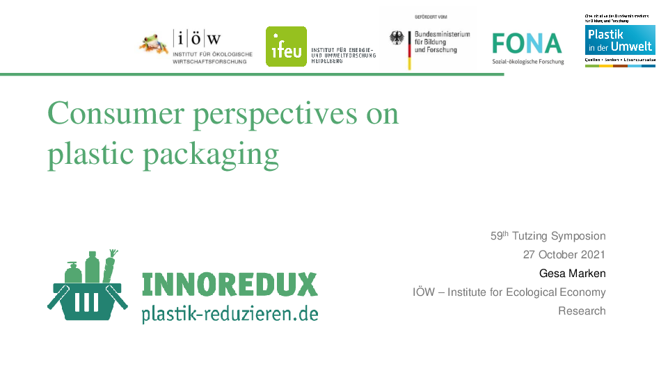 Consumer perspectives on plastic packaging