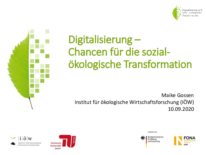 Digitalisierung – Chancen für die sozial-ökologische Transformation