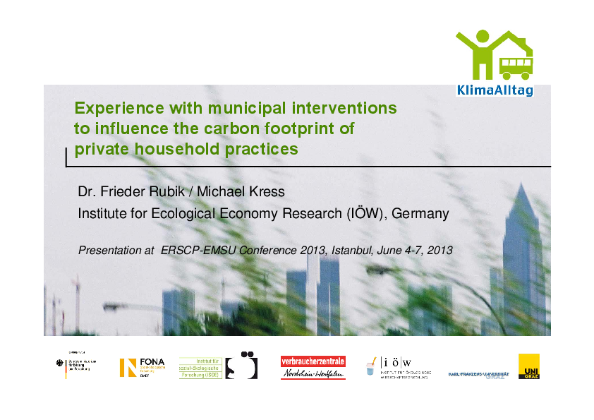 Experience with Municipal Interventions to Influence the Carbon Footprint of Private Household Practices 