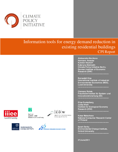 Information tools for energy demand reduction in existing residential buildings