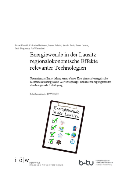 Energy transition in Lusatia – regional economic effects of relevant technologies