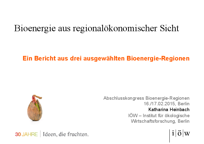 Bioenergie aus regionalökonomischer Sicht