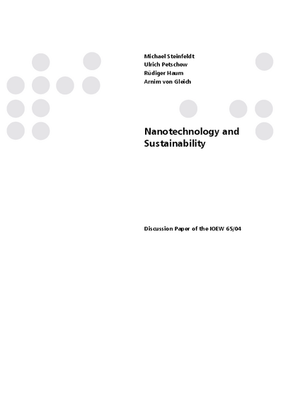Nanotechnology and Sustainability