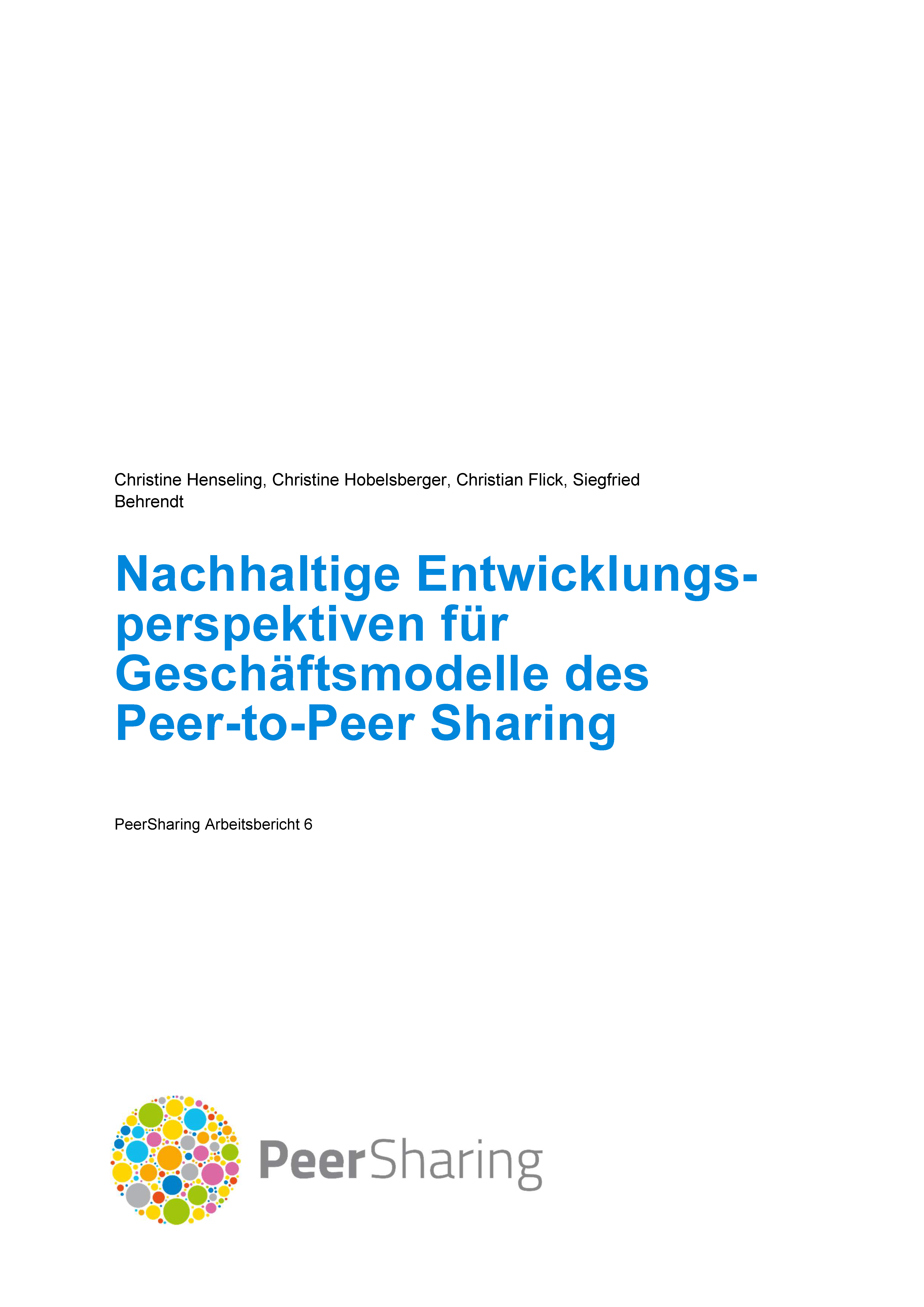 Nachhaltige Entwicklungsperspektiven für Geschäftsmodelle des Peer-to-Peer Sharing
