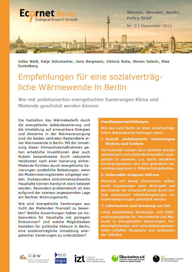Recommendations for a socially responsible heat transition in Berlin